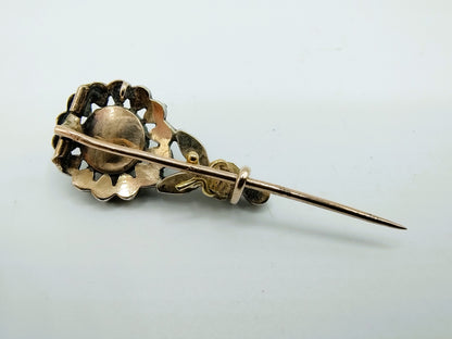 Gouden / zilveren broche met roosdiamanten