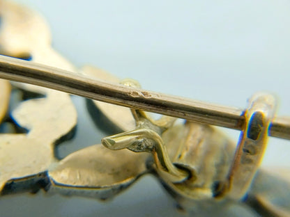Gouden / zilveren broche met roosdiamanten