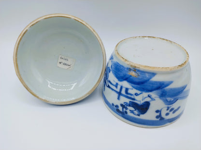 18e Eeuwse Chinese porseleinen dekselpot met zilveren miniatuur servies, Duitsland