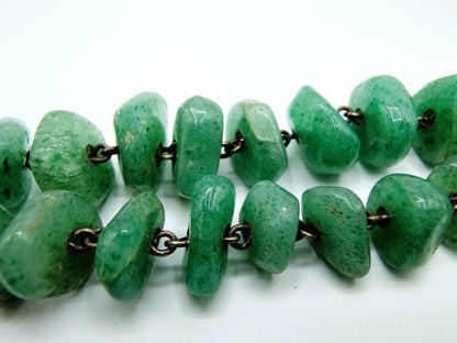 Vintage aventurine necklace with silver ball clasp, 73.5 cm