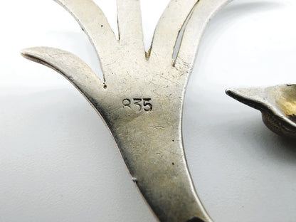 Zilveren art nouveau broche, vogel, 835