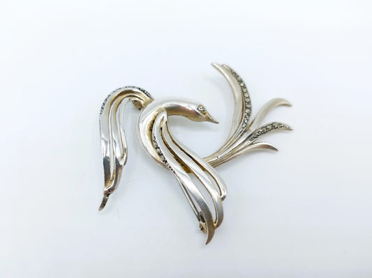 Zilveren art nouveau broche, vogel, 835