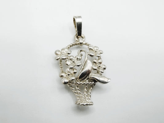 Zilveren Bloemenmand Hanger – 925 Sterling Zilver
