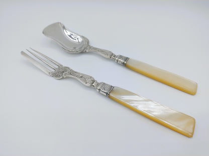 Zilveren gembercouvert met parelmoer heften, J.A. Lintveld Sr, Amsterdam, 1850