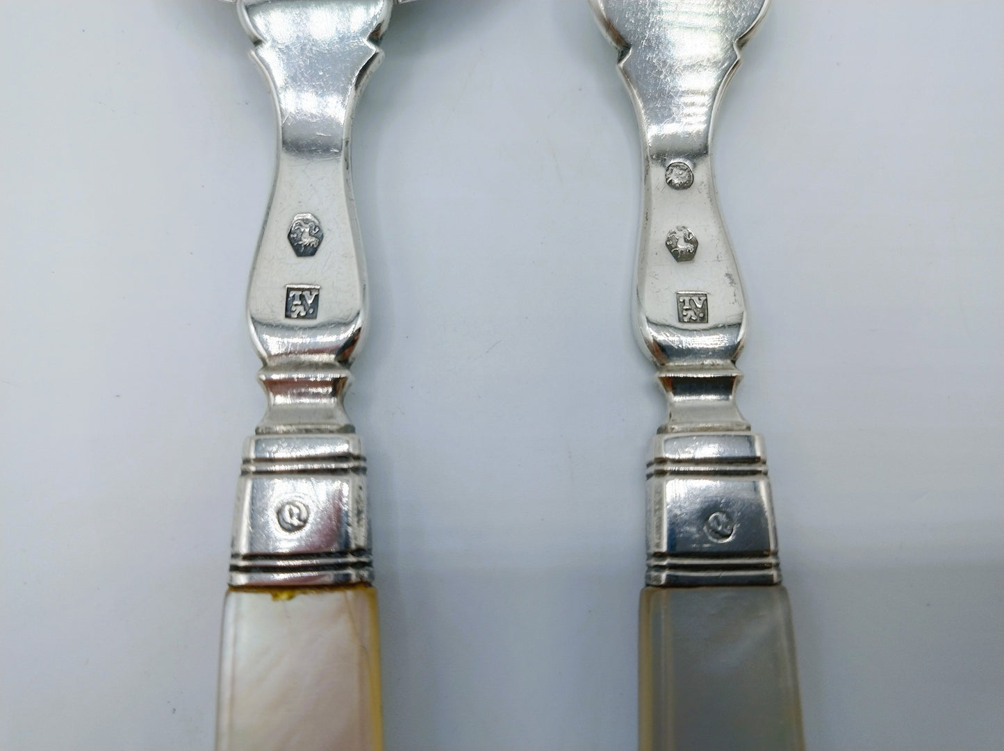 Zilveren gembercouvert met parelmoer heften, J.A. Lintveld Sr, Amsterdam, 1850