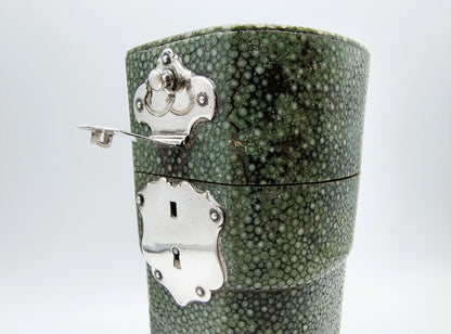 Foedraal van roggenhuid / shagreen met zilveren beslag, 18e eeuw