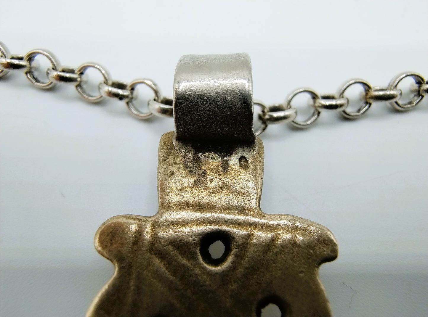 Silberne Jasseronkette mit äthiopischem Kreuz, 62 cm