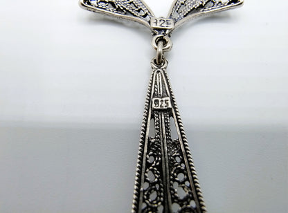 Silberkette mit Türkisanhänger, 43 cm