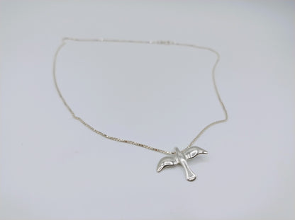 Silberkette mit Vogelanhänger, 45,5 cm