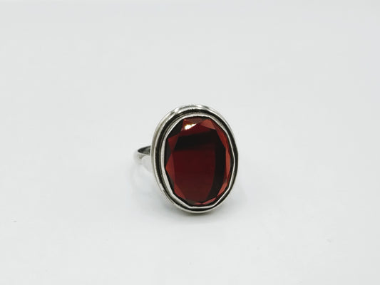 Silver ring with garnet, 835, 18 mm