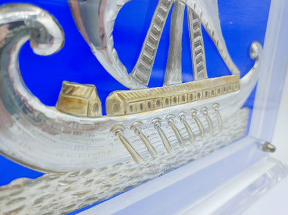 Zilveren vikingschip in display, 925