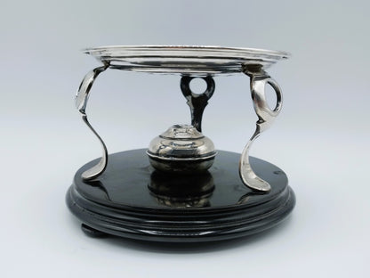 Zilveren komfoor op ebbenhouten voet, 19e eeuws