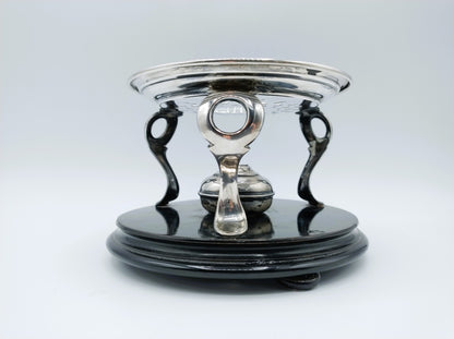 Zilveren komfoor op ebbenhouten voet, 19e eeuws