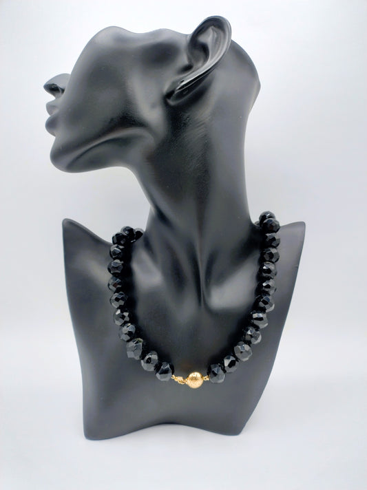 Gitten ketting met gouden bolslot, 47,5 cm