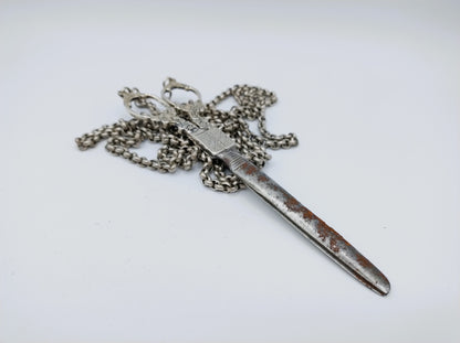 Zilveren schaar aan jasseron ketting, I.P.A. van Dieren, Kampen, ca. 1840