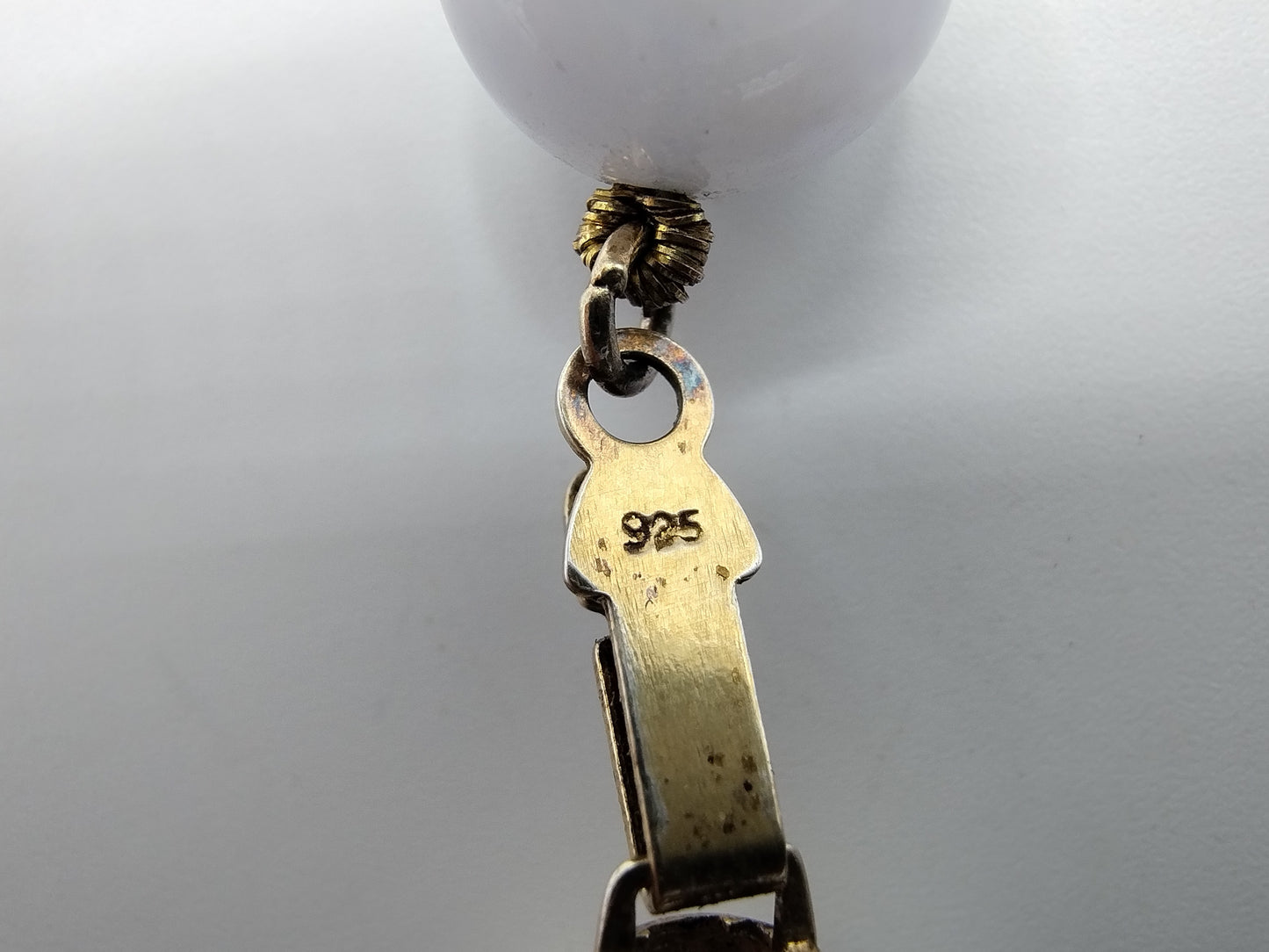 Blauw agaten ketting met zilveren slot, 83 cm