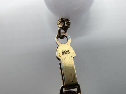 Blauw agaten ketting met zilveren slot, 83 cm