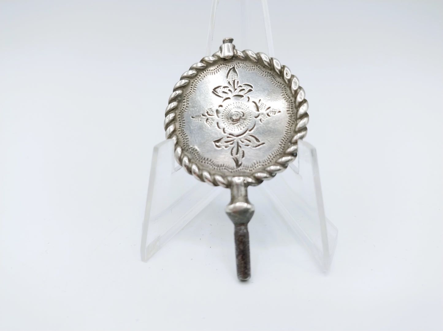 Zilveren horlogesleutel met paard