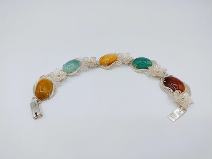 Silver bracelet with semi-precious stones, 20 cm
