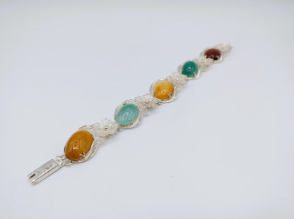Silver bracelet with semi-precious stones, 20 cm