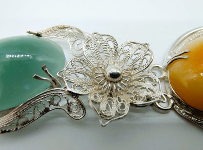 Silver bracelet with semi-precious stones, 20 cm