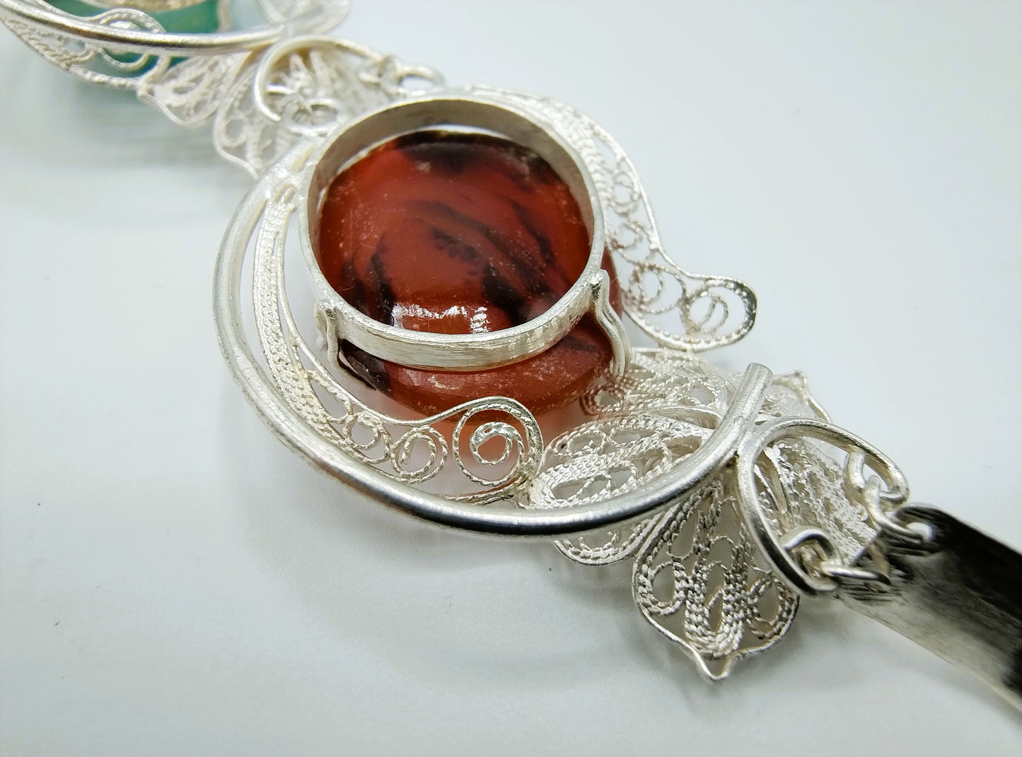 Silver bracelet with semi-precious stones, 20 cm