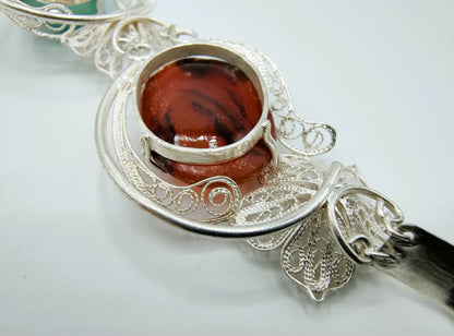 Silver bracelet with semi-precious stones, 20 cm