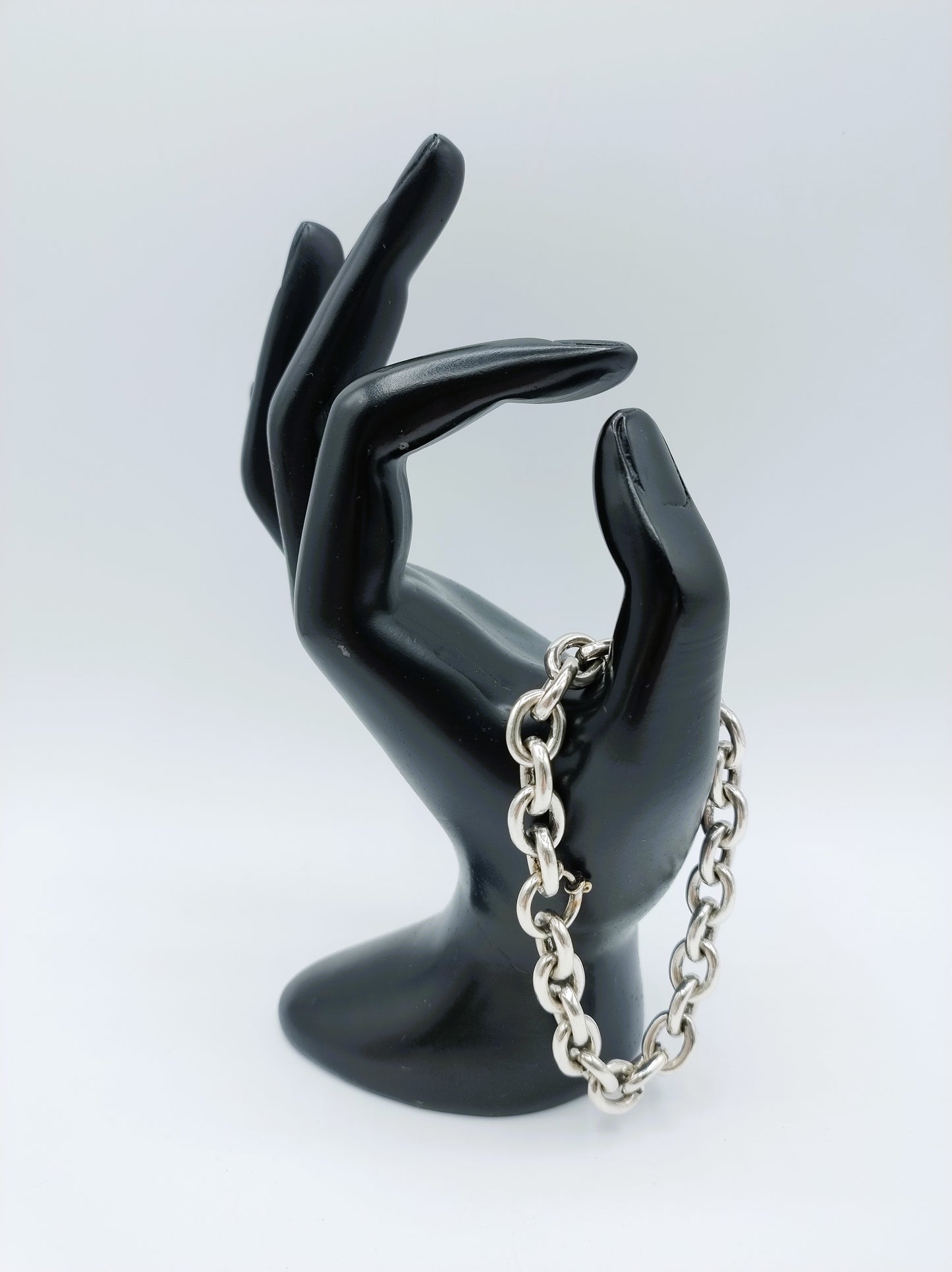 Zware zilveren schakelarmband, Niekerk, Schoonhoven, 20 cm