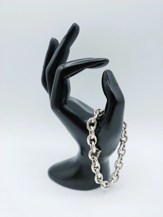 Zware zilveren schakelarmband, Niekerk, Schoonhoven, 20 cm