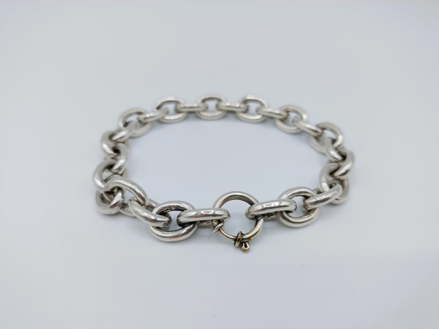 Zware zilveren schakelarmband, Niekerk, Schoonhoven, 20 cm