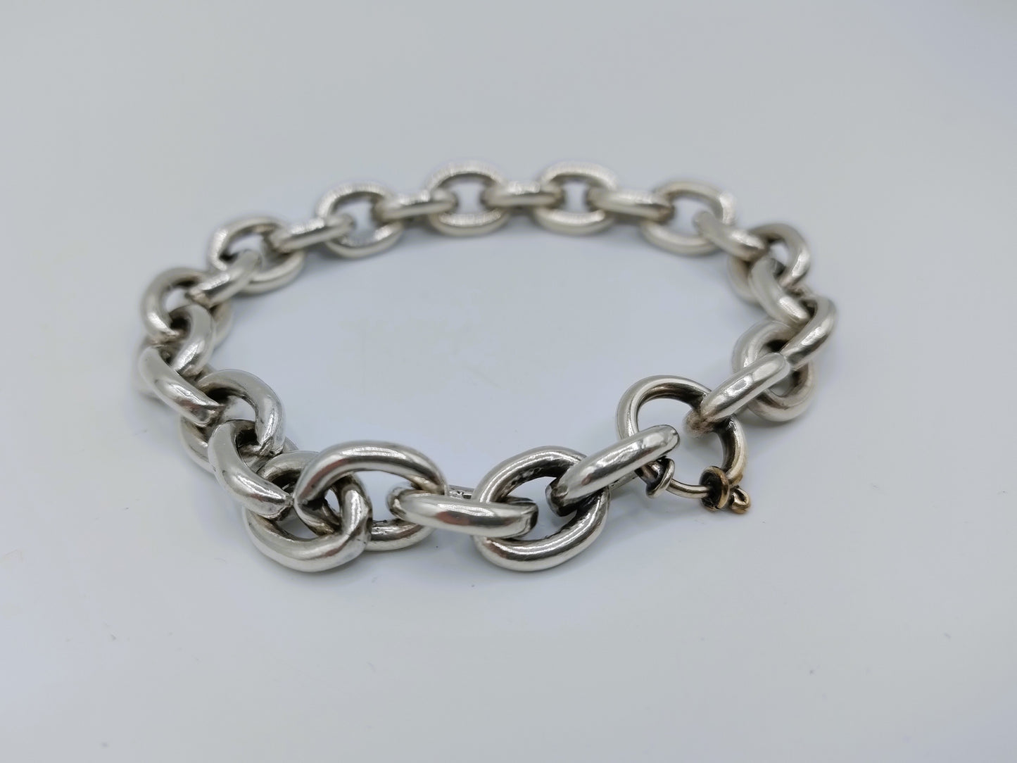 Zware zilveren schakelarmband, Niekerk, Schoonhoven, 20 cm