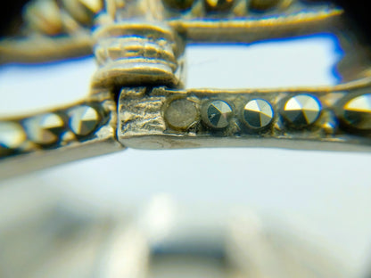 Art deco zilveren armband met smaragd en markasieten, 18 cm