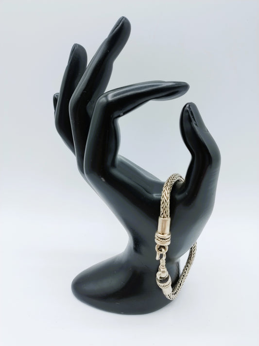 Zilveren herenarmband, koord, 21 cm