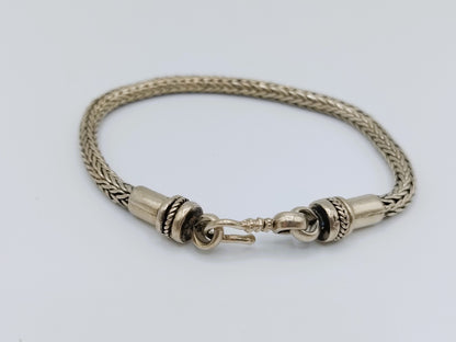 Zilveren herenarmband, koord, 21 cm