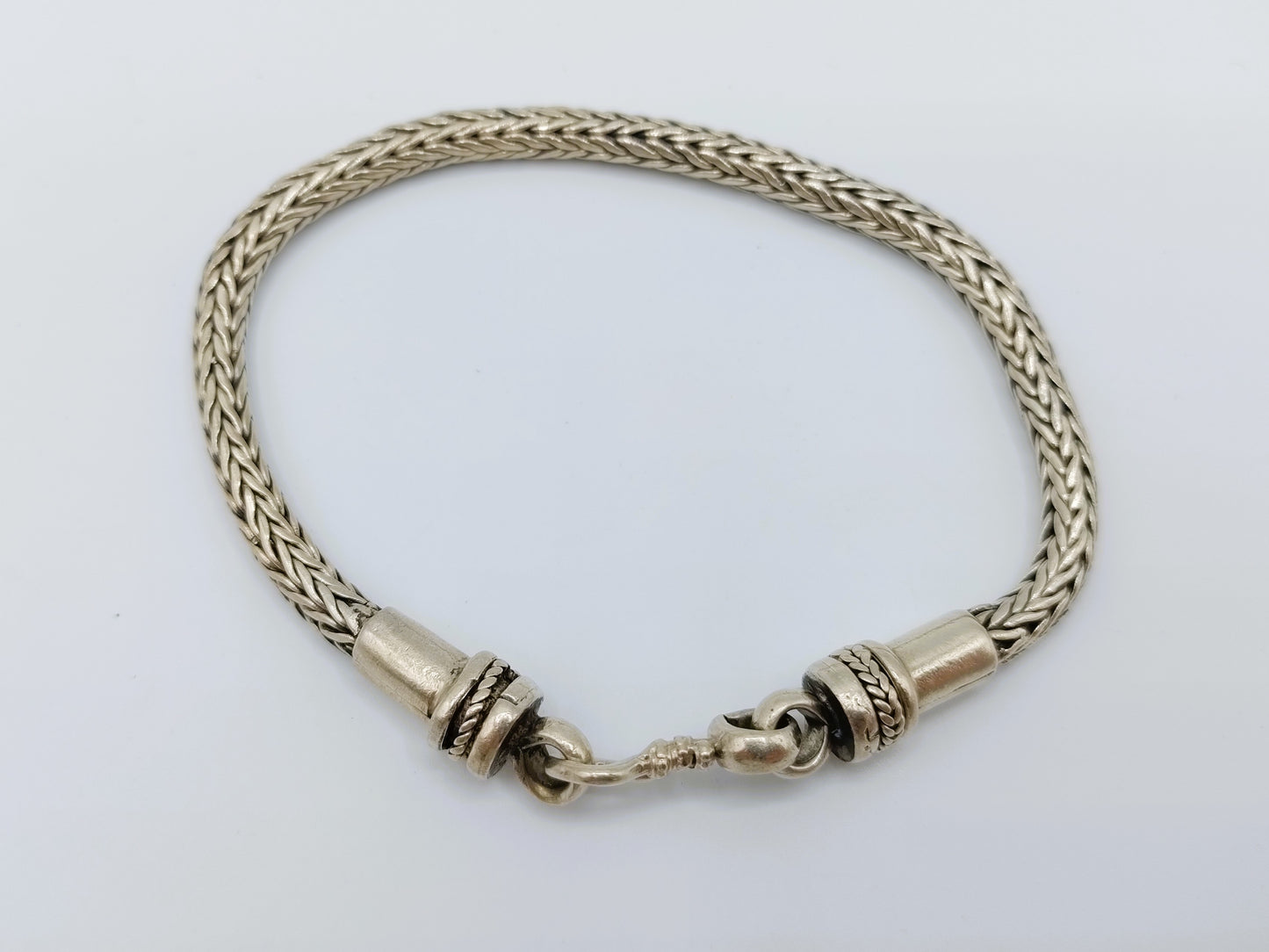 Zilveren herenarmband, koord, 21 cm