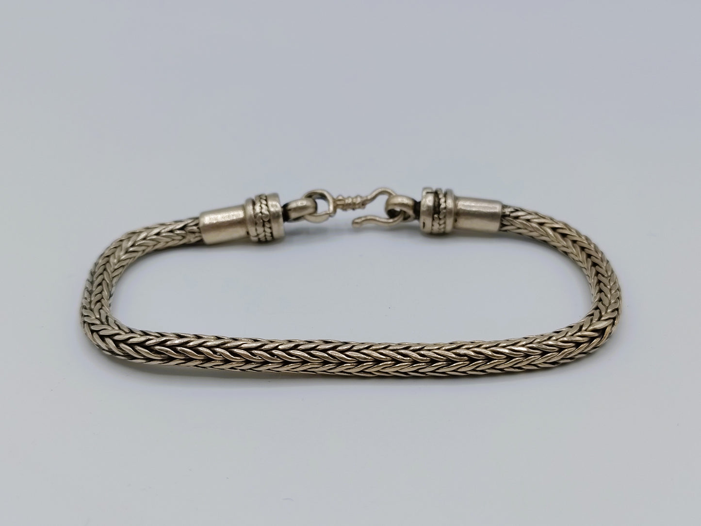 Zilveren herenarmband, koord, 21 cm
