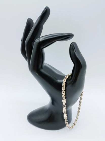 Gevlochten zilveren koord armband, 19,5 cm