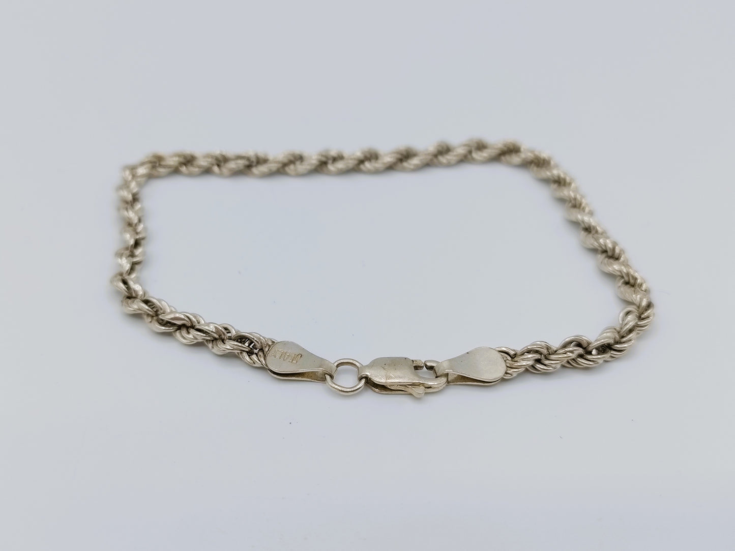 Gevlochten zilveren koord armband, 19,5 cm