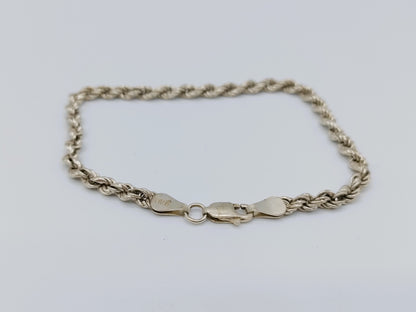 Gevlochten zilveren koord armband, 19,5 cm