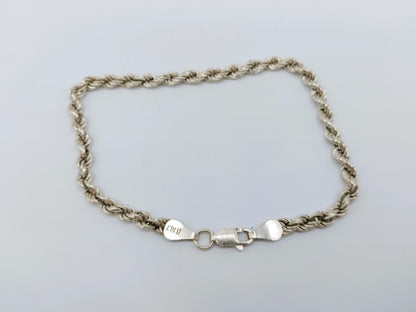 Gevlochten zilveren koord armband, 19,5 cm