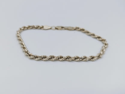 Gevlochten zilveren koord armband, 19,5 cm