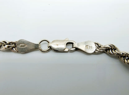 Gevlochten zilveren koord armband, 19,5 cm