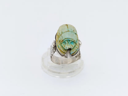 Zilveren scarabee ring, Egypte, 16 mm
