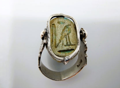 Zilveren scarabee ring, Egypte, 16 mm
