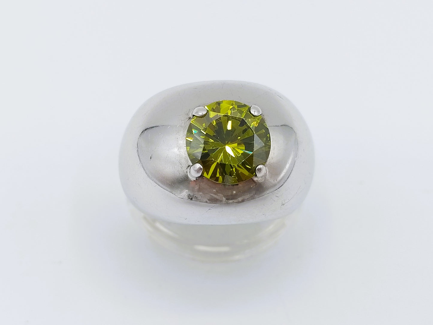 Zware zilveren ring met groene steen, EDEN, 19.5 mm