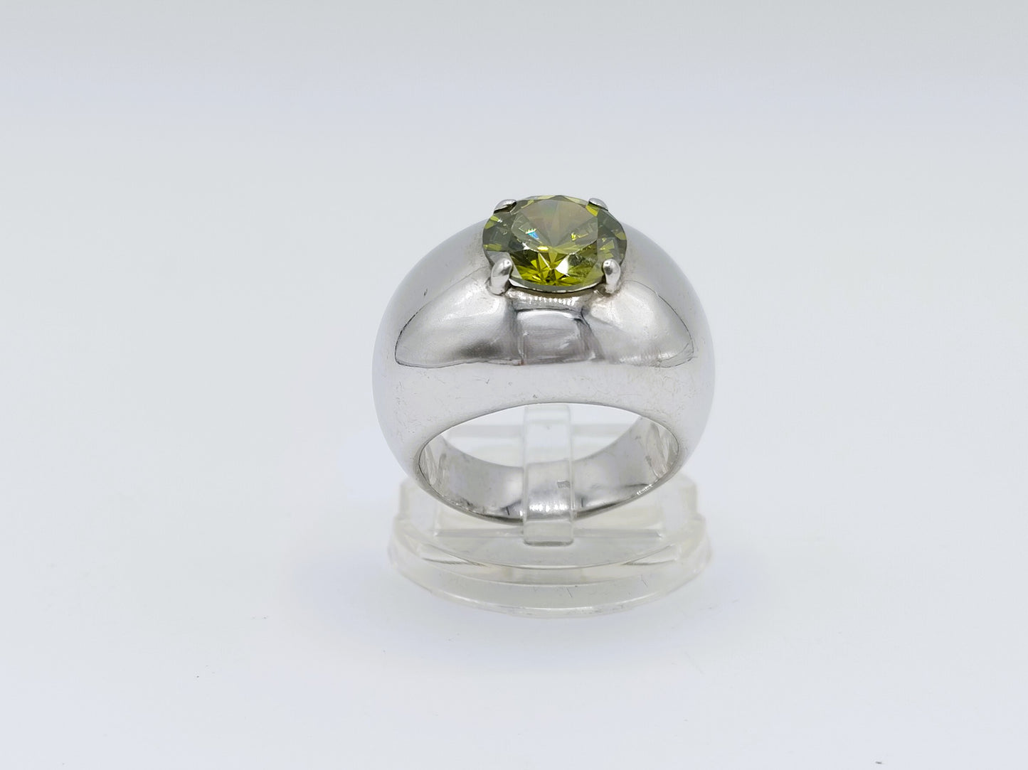 Zware zilveren ring met groene steen, EDEN, 19.5 mm