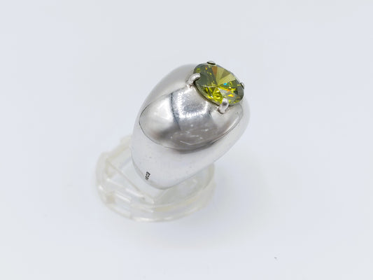 Zware zilveren ring met groene steen, EDEN, 19.5 mm