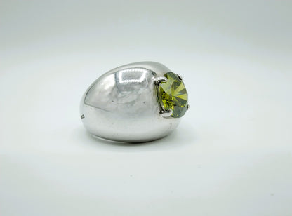 Zware zilveren ring met groene steen, EDEN, 19.5 mm