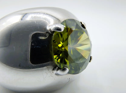Zware zilveren ring met groene steen, EDEN, 19.5 mm