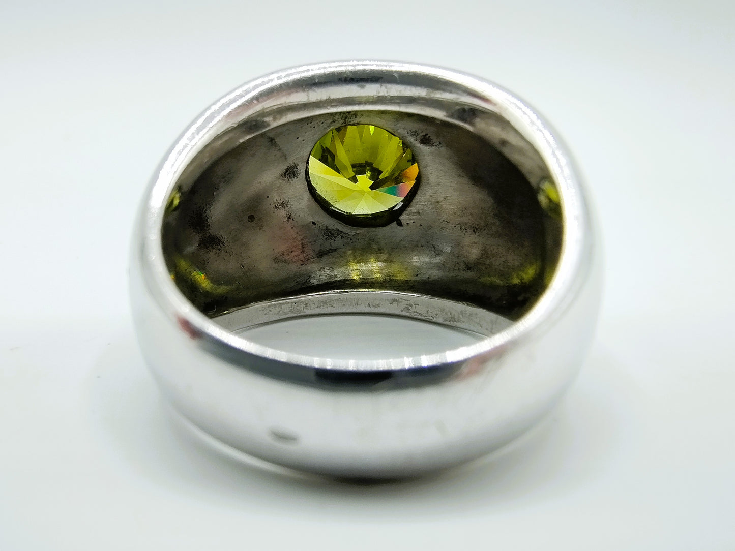 Zware zilveren ring met groene steen, EDEN, 19.5 mm